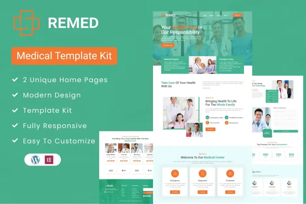 Remed - Medical Clinic Elementor Template Kit for web design